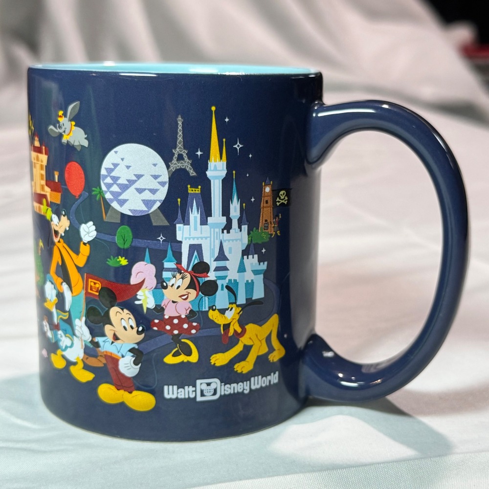 Disney Parks Walt Disney World Four Parks Mickey Friends Ceramic Mug Navy Blue